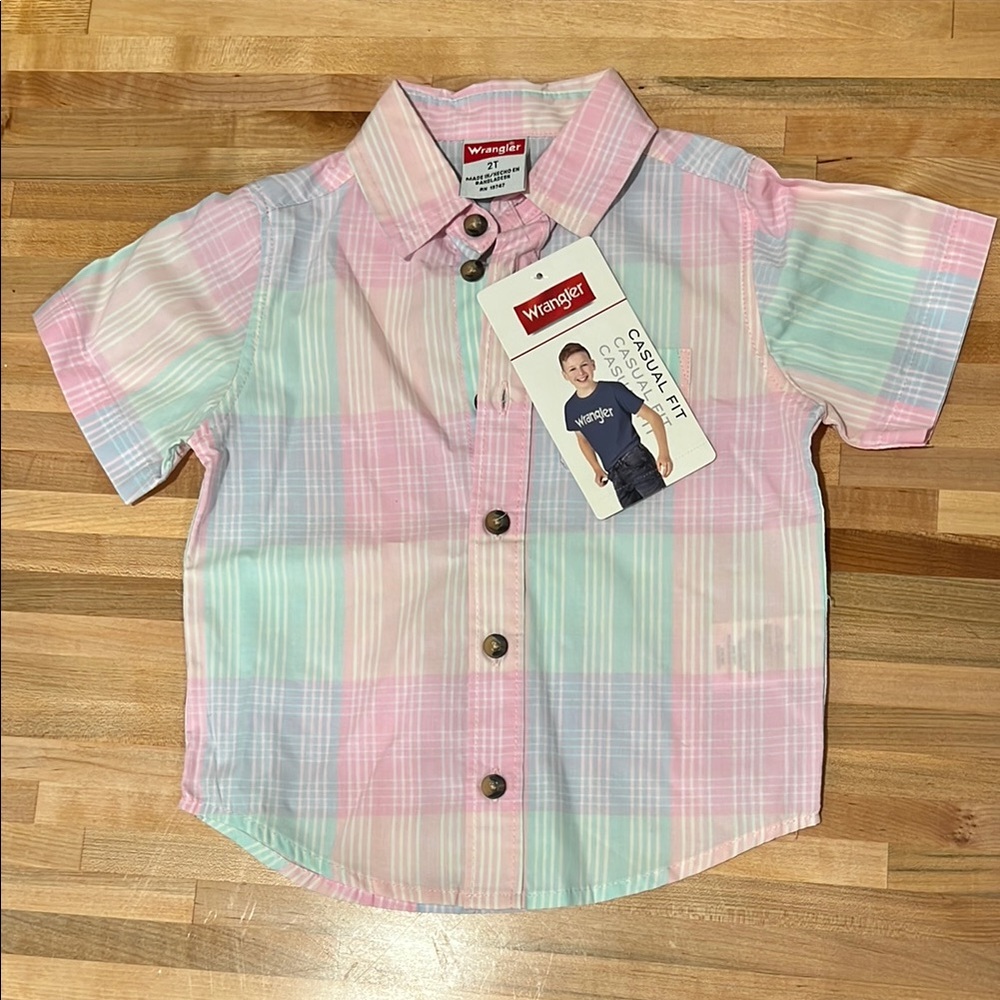 Wrangler Pink and Blue Button Down Shirt